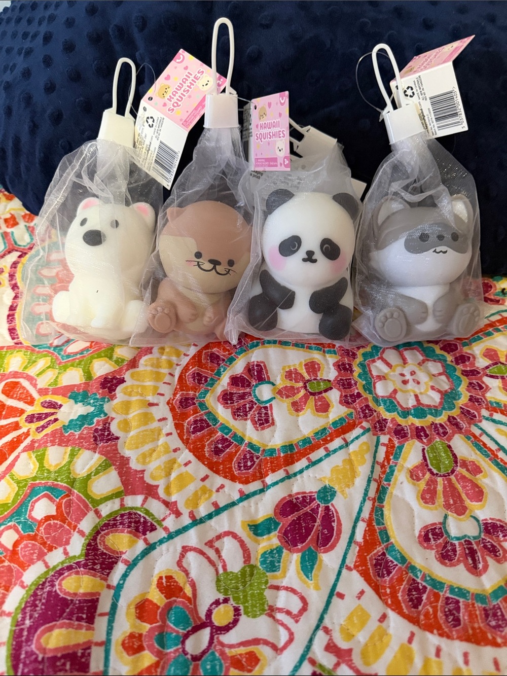 Kawaii Squishies Cute Animal Keychain Set - White, Brown, Black, Gray
